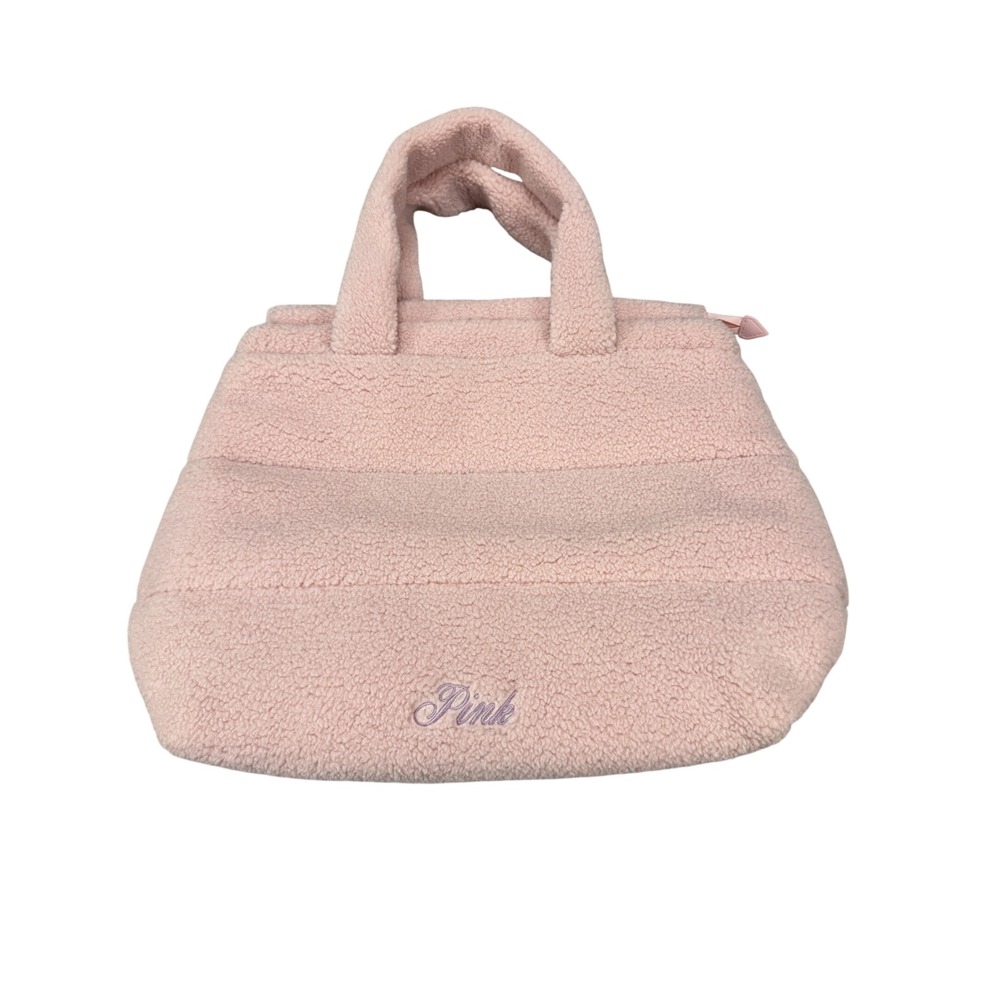 Victorias Secret PINK Sherpa Fleece Tote Bag Pink Puffer Faux‎ Fur Handbag